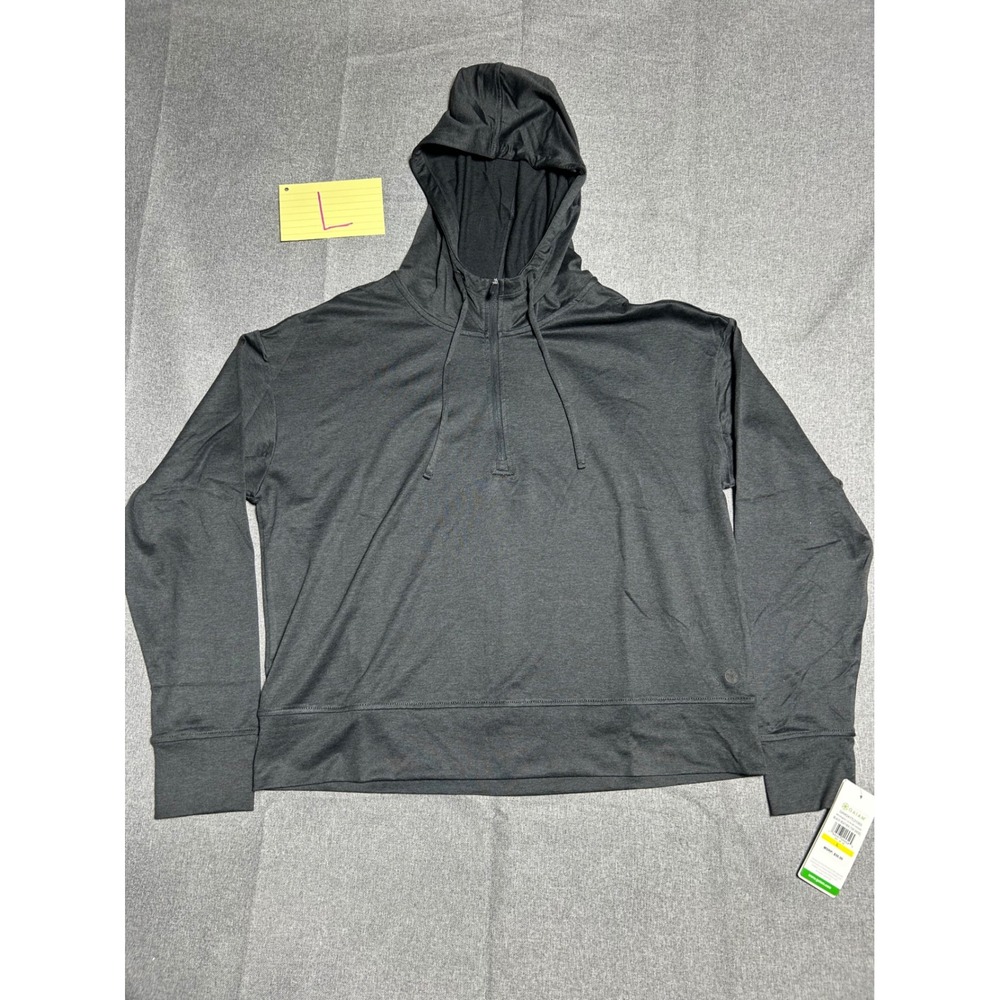 Gaiam Movement 1/2 Zip Hoodie Womens L Black Heather Gorpcore Athleisure Yoga